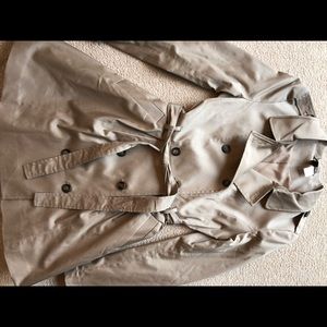 H&M Khaki Beige Pea Coat Peplum Trench Coat Jacket Size 4 US Double Breasted New